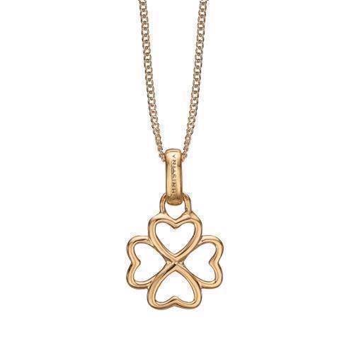 Image of Christina Collect forgyldt sterling sølv Foursome Smuk firkløver af 4 små hjerter med en hvid topaz på kædens lås, model 680-G04